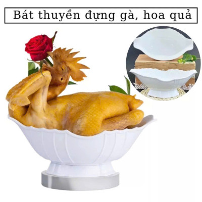 Bát đựng gà cúng hình thuyền đẹp mắt. Bát đựng gà nguyên con, bát đựng hoa quả gọn gàng , tiện dụng