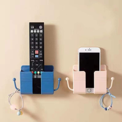 Kệ Dán Tường Để Remote, Đồ Dùng/ Giá Đỡ Sạc Điện Thoại Đa Năng Cao Cấp có 2 móc treo tiện lợi