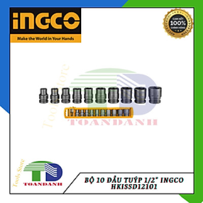 Bộ 10 đầu tuýp 1/2" ingco HKISSD12101