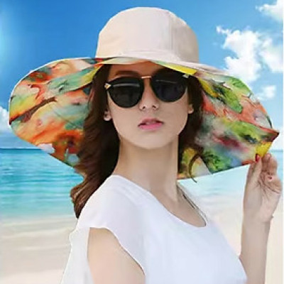 Mũ nữ đi biển đẹp nón rộng vành chống nắng tia UV gấp gọn thoáng mát dona23061201