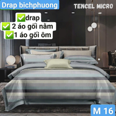 Bộ drap gối Tencel vải Hàn Quốc , đỉnh cao mát , mềm mại { drap và 3 áo gối}