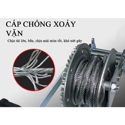 Tời Quay Tay ABG 2000LBS 907Kg - Máy Tời Xây Dựng Xoay Cầm Tay Chuyên Dùng Để Nâng Hạ Hàng Hóa , Máy Móc - Loại 2 Chiều - Hàng Chính Hãng