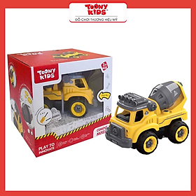 Đồ Chơi Xe Bồn Có Âm Thanh TOONYKIDS Cho Bé - Cement Mixer TN151 [Tặng Kèm Sticker]