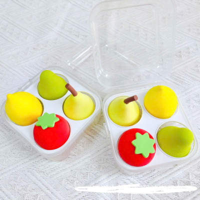 Combo 4 món mút tán phấn cao cấp hình trái cây giọt nước , tán phấn siêu mềm mại hình giọt nước , có độ đàn hồi cao , dẻo ,không bị biến dạng ,nhiều màu sắc cute xinh xắn đáng yêu