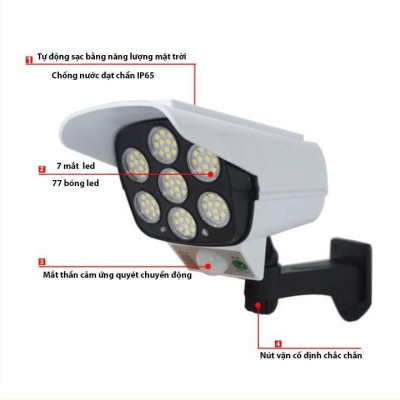 Đèn năng lượng mặt trời mô hình camera chống nước