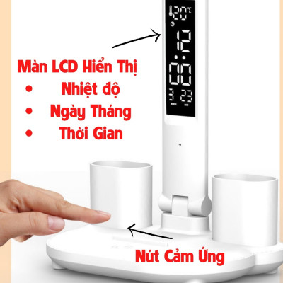 Đèn Học Để Bàn, Đèn Học Chống Cận, Điều Chỉnh Được Độ Sáng, Có Đồng Hồ LED, Đèn Học Sinh - Hàng Nhập Khẩu