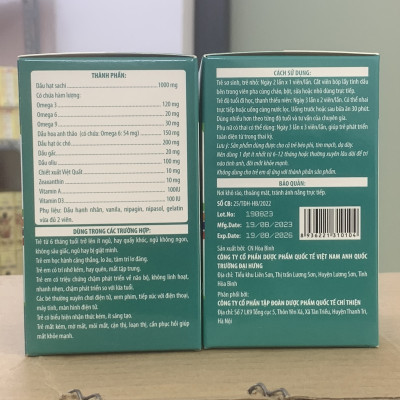 Kẹo viên bổ não OMEGA 3 Plus, hộp 60 viên ,Bổ sung DHA hỗ trợ phát triển não bộ, giúp tăng khả năng tập trung của trẻ