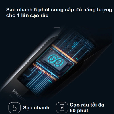 Máy cạo râu khô và ướt cao cấp thương hiệu Philips S3206/09 Series 3000 tích hợp cạo mai - Hàng Nhập Khẩu
