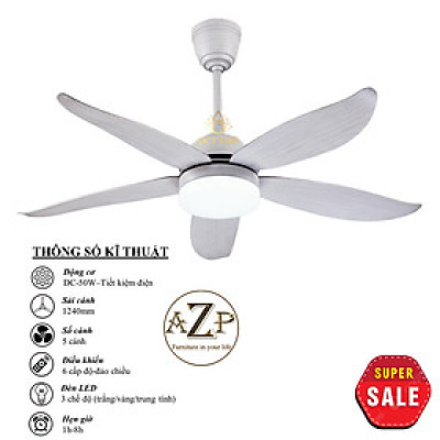 Siêu Sales QUẠT TRẦN AZP- 5 CÁNH NHỰA, CÔNG XUẤT 50W, CÓ REMOTE- Hàng Nhập Khẩu