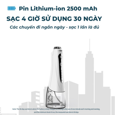 Tăm nước cầm tay H2ofloss HF-2 phiên bản nâng cấp được phân phối độc quyền với nút mở bình nước tiện lợi, tặng kèm 7 đầu tăm, củ sạc nguồn thấp