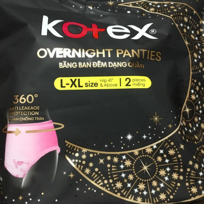 Combo 6 Gói Băng Vệ Sinh Kotex đêm dạng quần vừa vặn chống tràn 360 size L-XL (2 miếng/gói)-HSD luôn mới