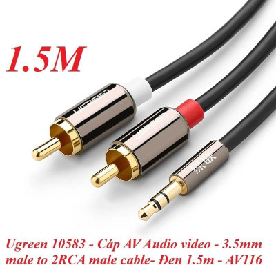 Ugreen UG10583AV116TK 1.5M màu Đen Cáp âm thanh 2 đầu Bông sen sang 3.5mm Dương mạ vàng - HÀNG CHÍNH HÃNG