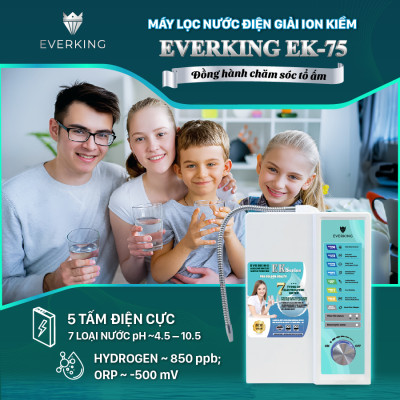Máy Lọc Nước Điện Giải iON Kiềm EVERKING EK-75 - Hàng Chính Hãng