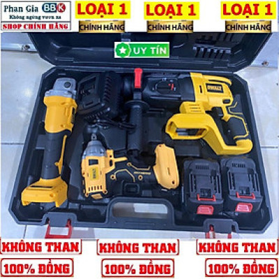 Bộ Combo Gồm Máy Khoan Đục Bê Tông, Máy Mài Và Máy Chuyên Vít Dùng Pin 199V 15 Cell, Máy Siêu Khỏe - Bảo Hành 1 Năm