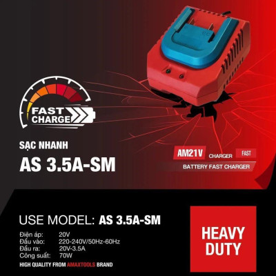 SẠC PIN NHANH 20V 3.5A AS3.5A-SM AMAXTOOLS - HÀNG CHÍNH HÃNG