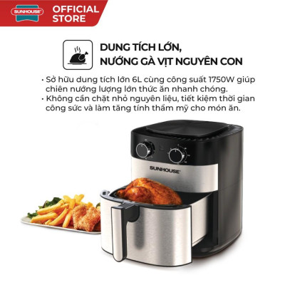 Nồi chiên không dầu 6.0L SUNHOUSE SHD4026 - Hàng chính hãng