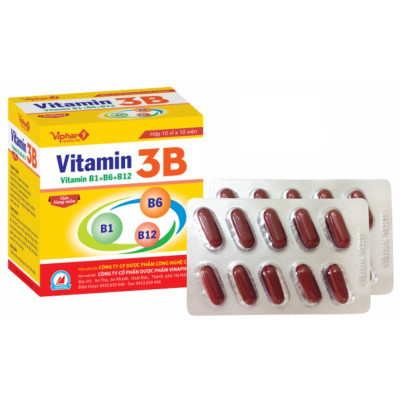 Vitamin 3B B1-B6-B12 (hộp 100 viên Nang mềm ) Vinaphar - Dự phòng tình trạng thiếu hụt Vitamin nhóm B