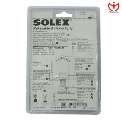 Ổ khóa Solex R60 thân đồng rộng 60mm - MSOFT