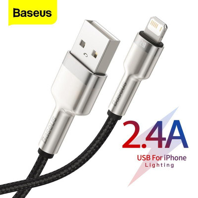 Cáp sạc nhanh, siêu bền Baseus Cafule Metal Series dùng cho iPhone/ iPad (2.4A, USB A )