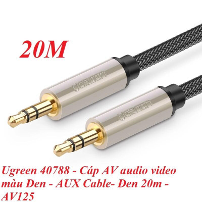 Ugreen UG40788AV125TK 20M màu Đen Cáp âm thanh 2 đầu 3.5mm dương đầu bọc kim loại cao cấp - HÀNG CHÍNH HÃNG