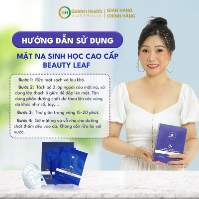 Mặt Nạ Sinh Học Cao Cấp Hỗ Trợ Làm Giảm Thâm Nám, Tàn Nhang, Nếp Nhăn Giúp Nâng Cơ Da Căng Bóng Hồng Hào Premium Bio Cellulose Mask Beauty Leaf (Set 3 Miếng/hộp)