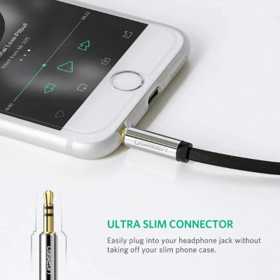 Ugreen UG10597AV119TK 1M màu Đen Cáp âm thanh 2 đầu 3.5mm dương đầu vuông góc mạ vàng - HÀNG CHÍNH HÃNG