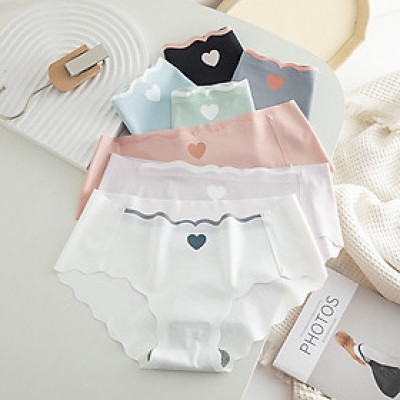 Bộ 5 quần lót nữ su tim MXM lượn sóng không đường may đáy quần ép kháng khuẩn