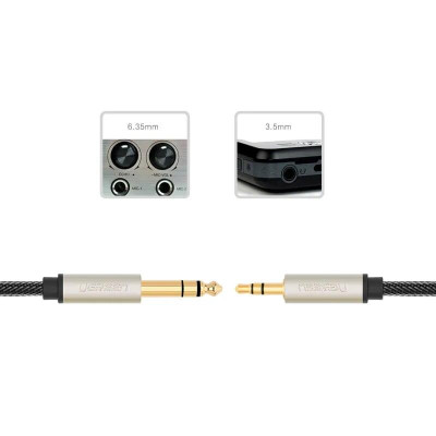 Ugreen UG40804AV127TK 2M màu Đen Cáp âm thanh 3.5mm sang 6.5mm cao cấp - HÀNG CHÍNH HÃNG