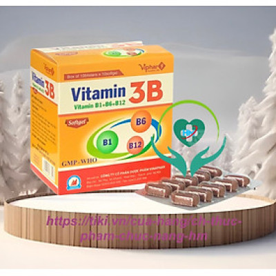 Vitamin 3B B1-B6-B12 (hộp 100 viên Nang mềm ) Vinaphar - Dự phòng tình trạng thiếu hụt Vitamin nhóm B