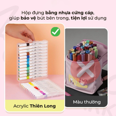 Hộp 24 Bút Lông Màu Acrylic Markers 1 Đầu - Colokit ACM-C004