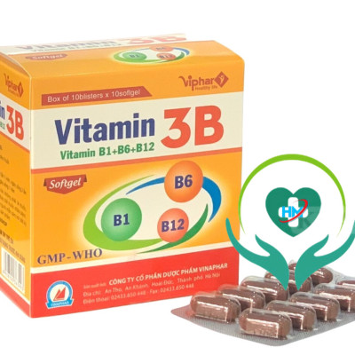 Vitamin 3B B1-B6-B12 (hộp 100 viên Nang mềm ) Vinaphar - Dự phòng tình trạng thiếu hụt Vitamin nhóm B