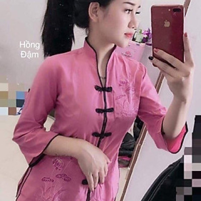 ĐỒ LAM ĐI CHÙA Sẩm Thêu Cổ Tàu sss1