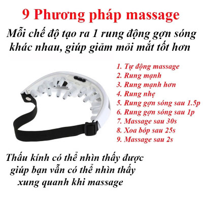 Kính Massage Mắt Cao Cấp Thư Giãn – 9 Chế Độ Rung, Làm Dịu Mắt, Xóa Bọng Mắt & Quầng Thâm