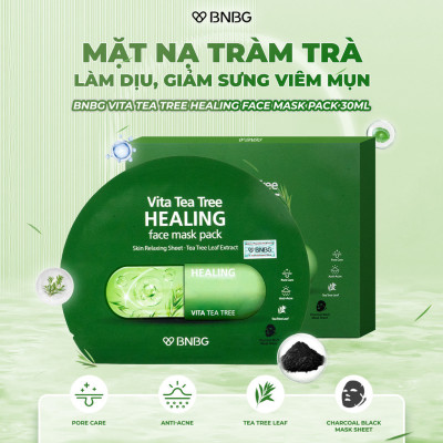 Combo 10 Mặt Nạ BNBG Tràm Trà Thải Độc Da, Giảm Mụn Vita Tea Tree Healing Face Mask Pack 30ml x10