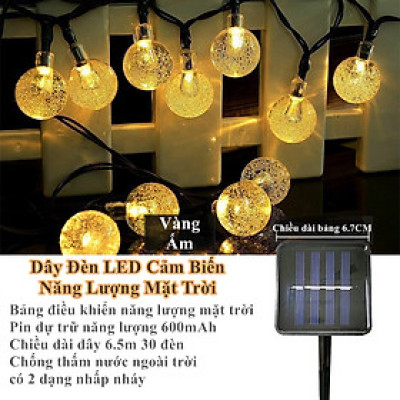 Đèn Led Cảm Biến Năng Lượng Mặt Trời 6,5M 30 Đèn Chống Thấm Nước Treo Trang Trí Gồm 2 Màu Vàng Ấm Và Đa Sắc