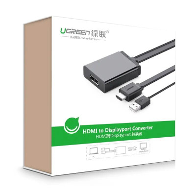 Ugreen UG40238MM107TK 50CM màu Đen Bộ chuyển đổi HDMI sang DisplayPort hỗ trợ phân giải 4K - HÀNG CHÍNH HÃNG