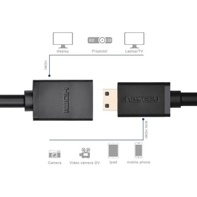 Ugreen UG2013720137TK Màu Đen Đầu chuyển đổi Mini HDMI sang HDMI âm - HÀNG CHÍNH HÃNG