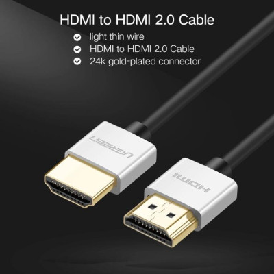 Ugreen UG30476HD117TK 1M màu Bạc Cáp tín hiệu HDMI chuẩn 2.0 sợi siêu nhỏ cao cấp - HÀNG CHÍNH HÃNG
