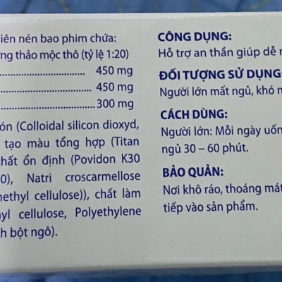 Hỗ trợ an thần - dễ ngũ - ngủ ngon giấc STILUSAR 60 - Hộp 100 viên