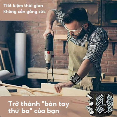 Đai Đeo Tay Nam Châm Giữ Ốc Vít – Dụng Cụ Sửa Chữa Tiện Lợi Cho Thợ