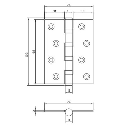BẢN LỀ CỬA IVAN 43101.102 SSS DÀI 100MM DÀY 2LY