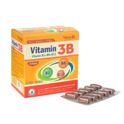 Vitamin 3B B1-B6-B12 (hộp 100 viên Nang mềm ) Vinaphar - Dự phòng tình trạng thiếu hụt Vitamin nhóm B