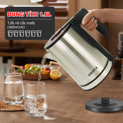 Bình đun siêu tốc OSAKA inox 304 KT-1820 - Hàng chính hãng