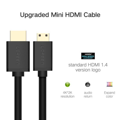 Ugreen UG10195HD108TK 1M màu Đen Cáp chuyển đổi Mini HDMI sang HDMI thuần đồng - HÀNG CHÍNH HÃNG