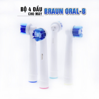 Cho máy Oral B Braun, bộ 4 Đầu Bàn Chải đánh răng điện thay thế MIHOCO EB20-P New , làm sạch mảng bám, chăm sóc nướu