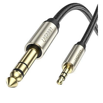 Cáp 3.5mm TRS ra 6.35mm TS Stereo Pro Audio mạ vàng 24K 5M màu xám đen Ugreen 127AT10630AV Hàng chính hãng