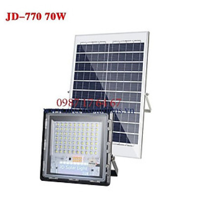 Đèn Pha Chống Lóa Cao Cấp Năng Lượng Mặt Trời Jindian JD-770 Công Suất 70W -Khung Nhôm