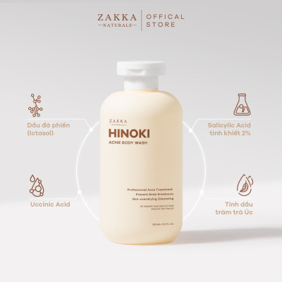 Sữa Tắm Hỗ Trợ Giảm Mụn Hinoki Body Wash Zakka Naturals 300ml