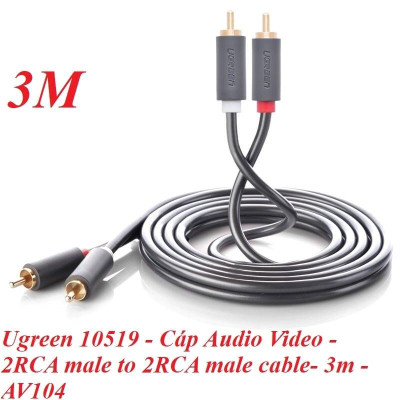 Ugreen UG10519AV104TK 3M màu Đen Cáp âm thanh Bông sen 2 ra 2 dương - HÀNG CHÍNH HÃNG