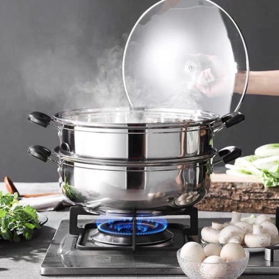 Nồi Hấp 2 Tầng 3 Tầng Kèm Xưởng Hấp Đa Năng 28cm, Nổi Lẩu Dẫn Nhiệt Tốt ( Dùng Được Cho Bếp Từ ) - Hàng nhập khẩu